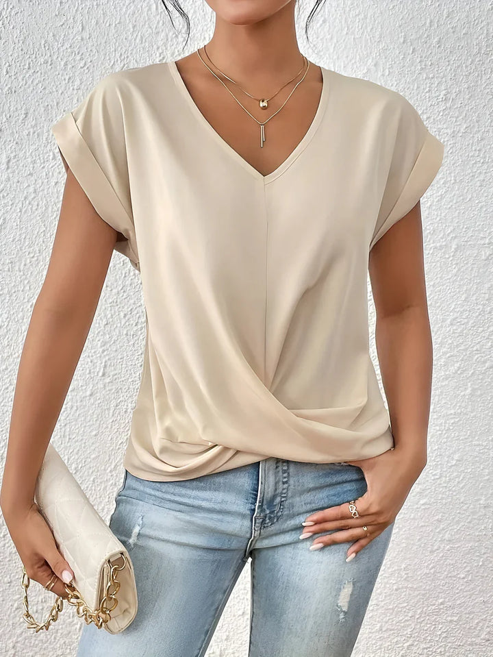 T-shirt décontracté à col V cœur