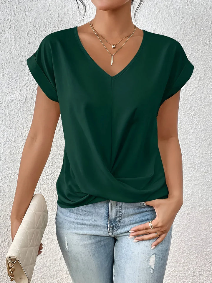 T-shirt décontracté à col V cœur