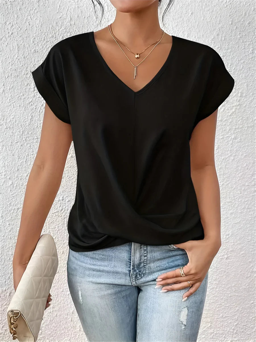 T-shirt décontracté à col V cœur