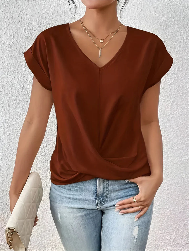 T-shirt décontracté à col V cœur