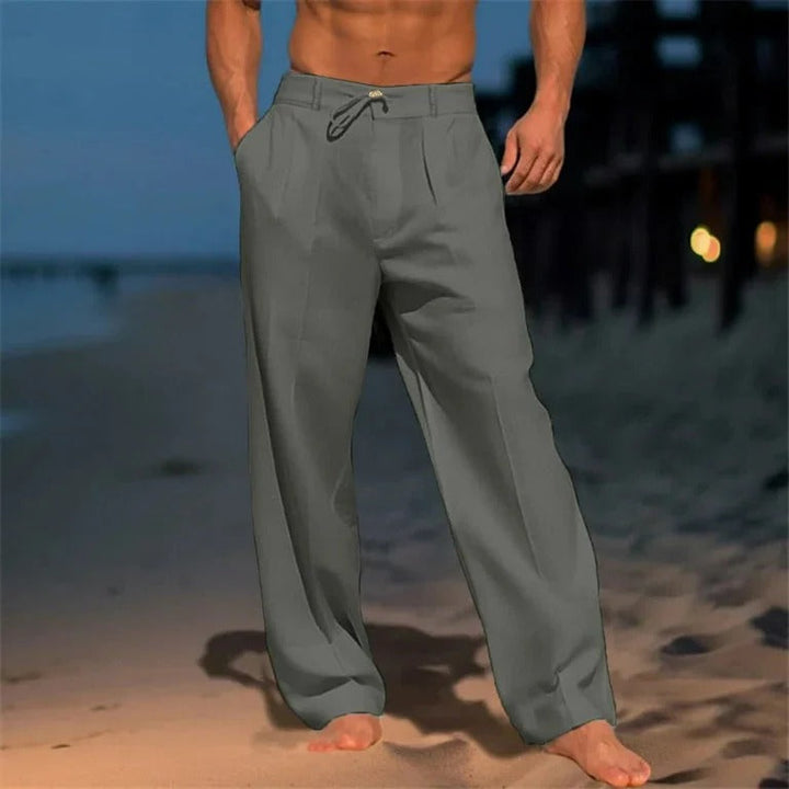 Pantalon uni en lin