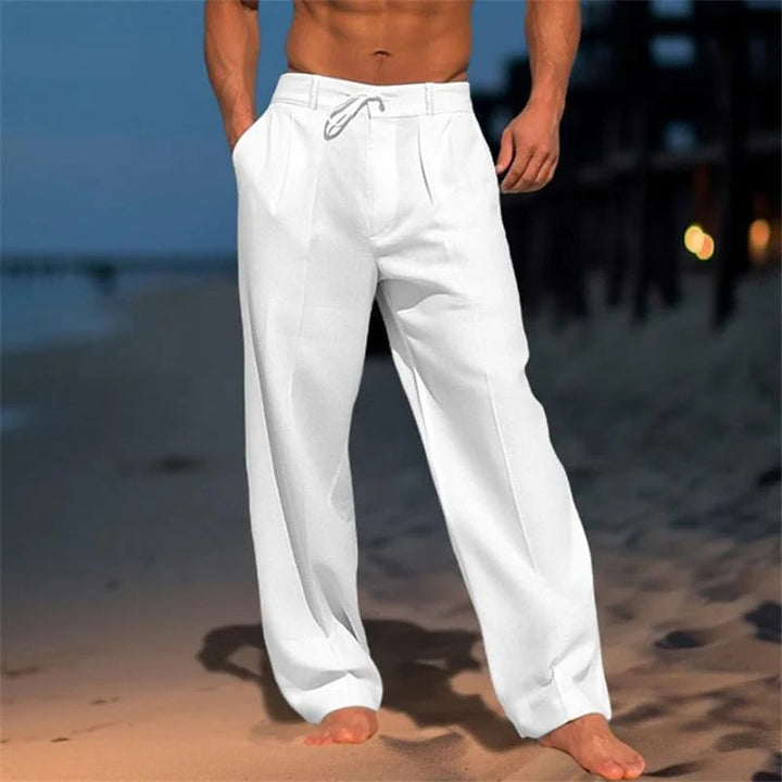 Pantalon uni en lin