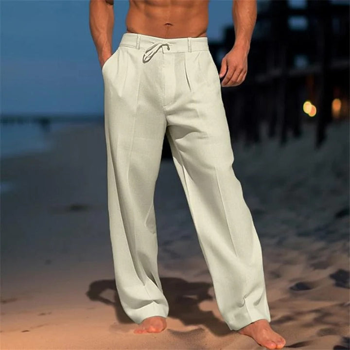 Pantalon uni en lin
