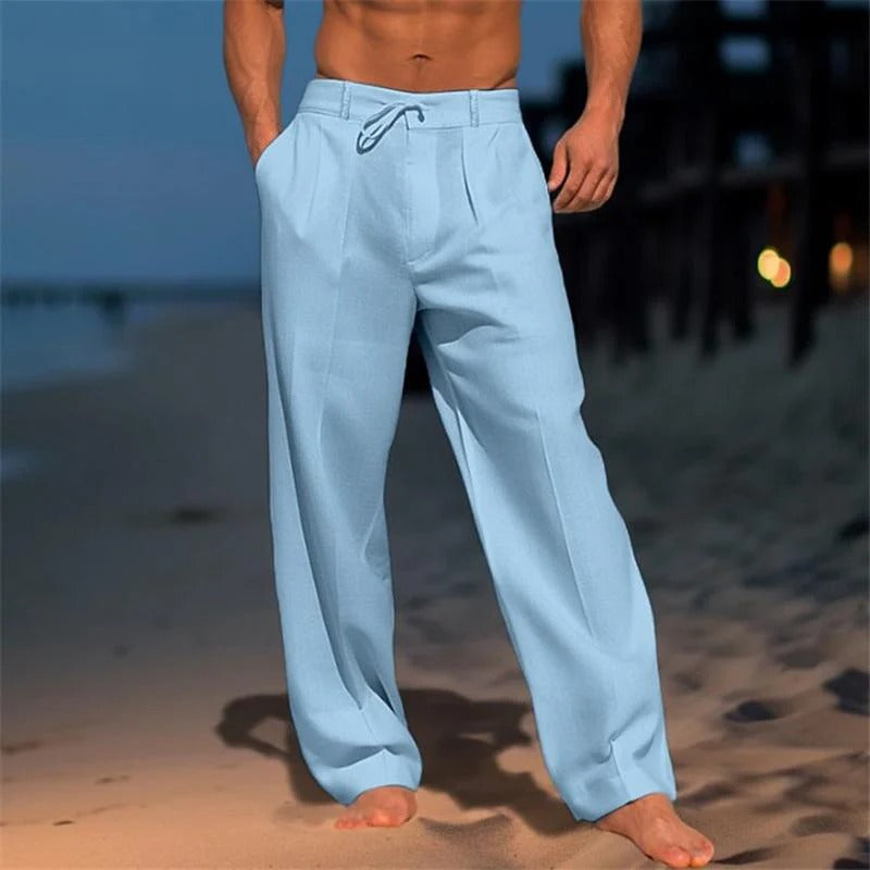 Pantalon uni en lin